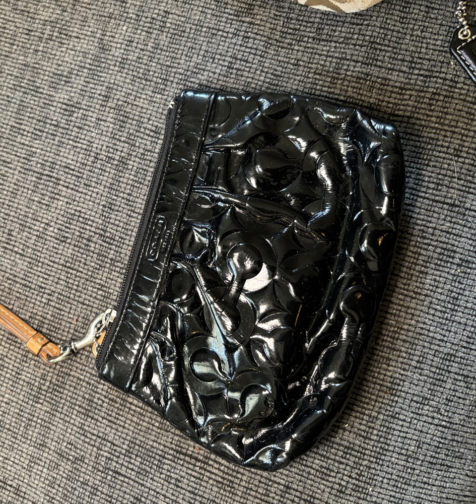Black Coach patient leather Wristlet